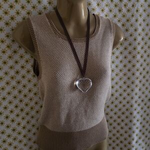 Mossimo Supply Co. Knit Vest Top in Brown and Cream